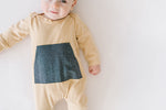 Load image into Gallery viewer, Bamboo Zipper Romper in Gold Stripe
