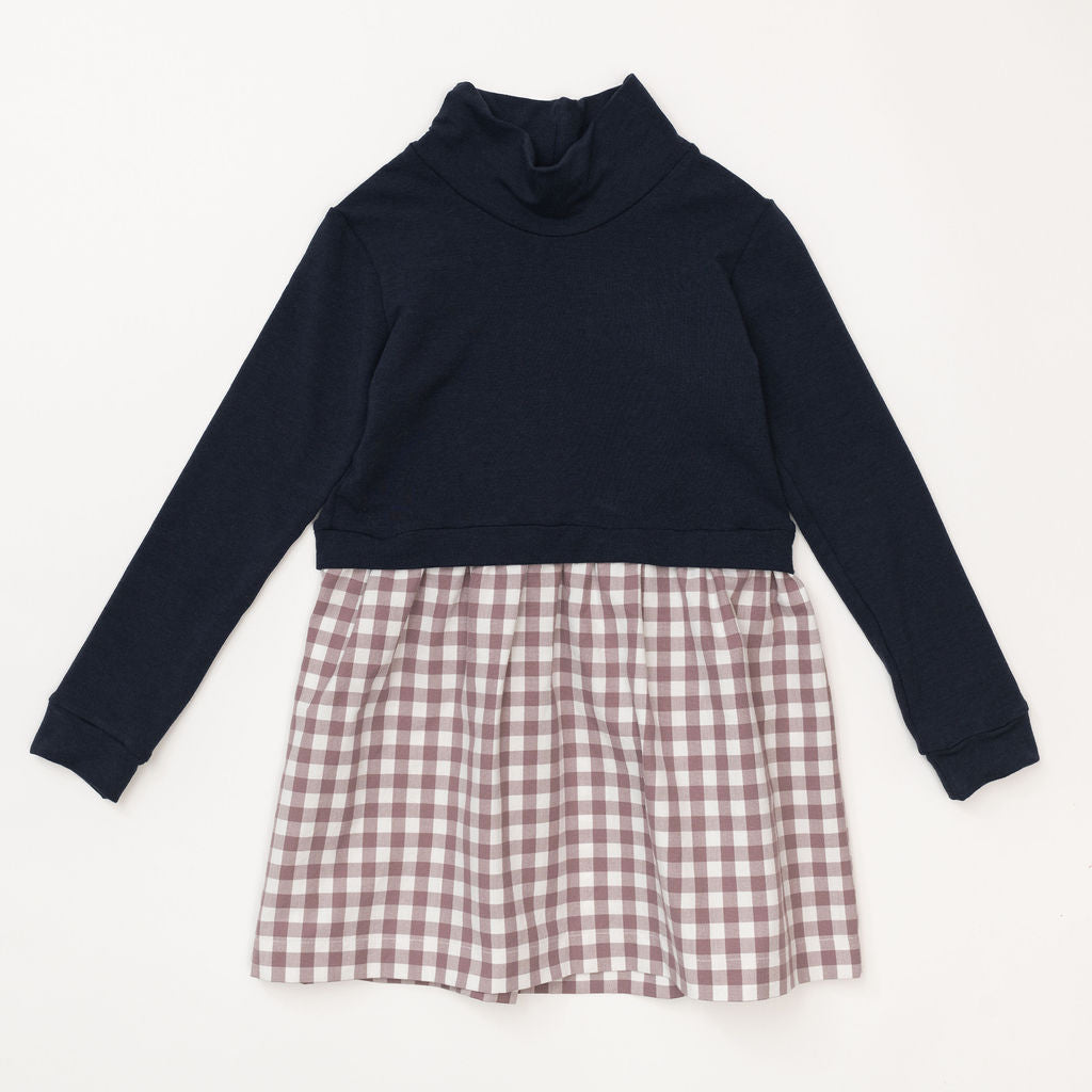 Funnel Sweatshirt Dress in Midnight + Cinnamon
