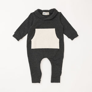 Bamboo Shawl Collar Romper in Pepper