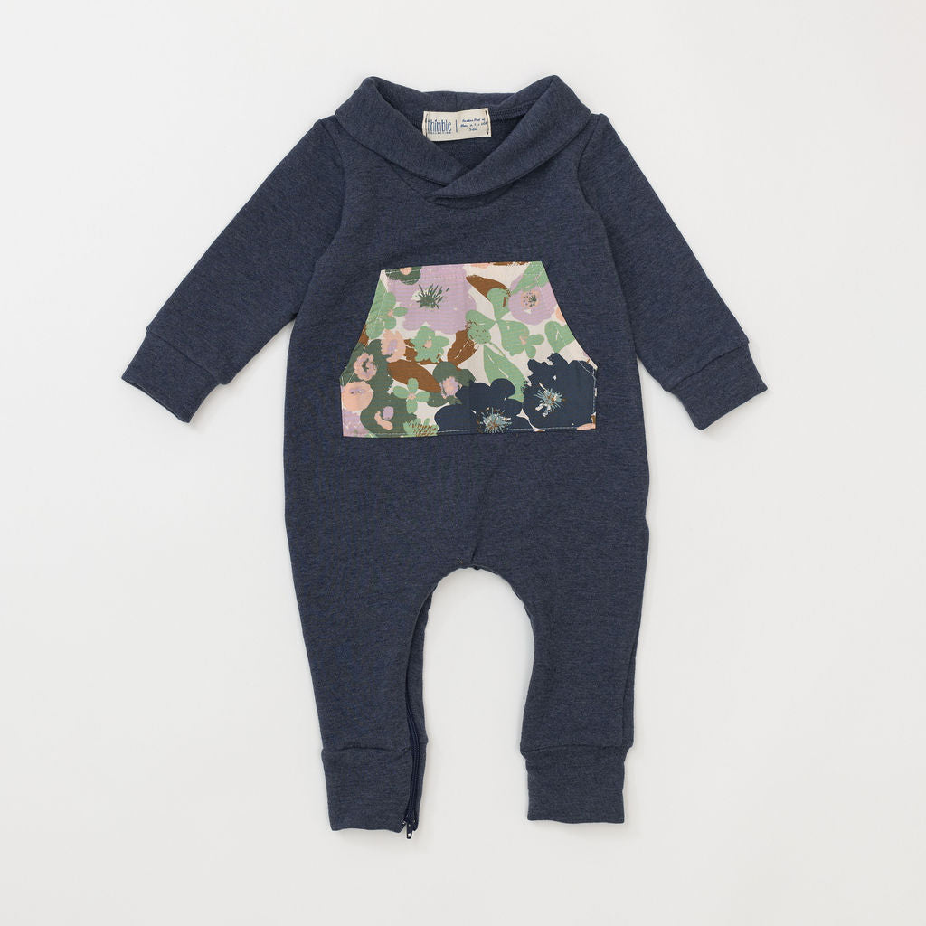 Bamboo Shawl Collar Romper in Evening Meadow