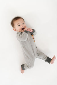 Bamboo Zipper Romper in Pepper Stone