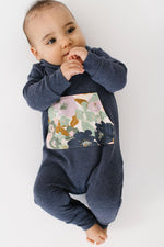 Load image into Gallery viewer, Bamboo Shawl Collar Romper in Evening Meadow
