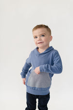 Load image into Gallery viewer, Bamboo Shawl Collar Sweatshirt in Cornflower
