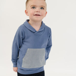 Bamboo Shawl Collar Sweatshirt in Cornflower