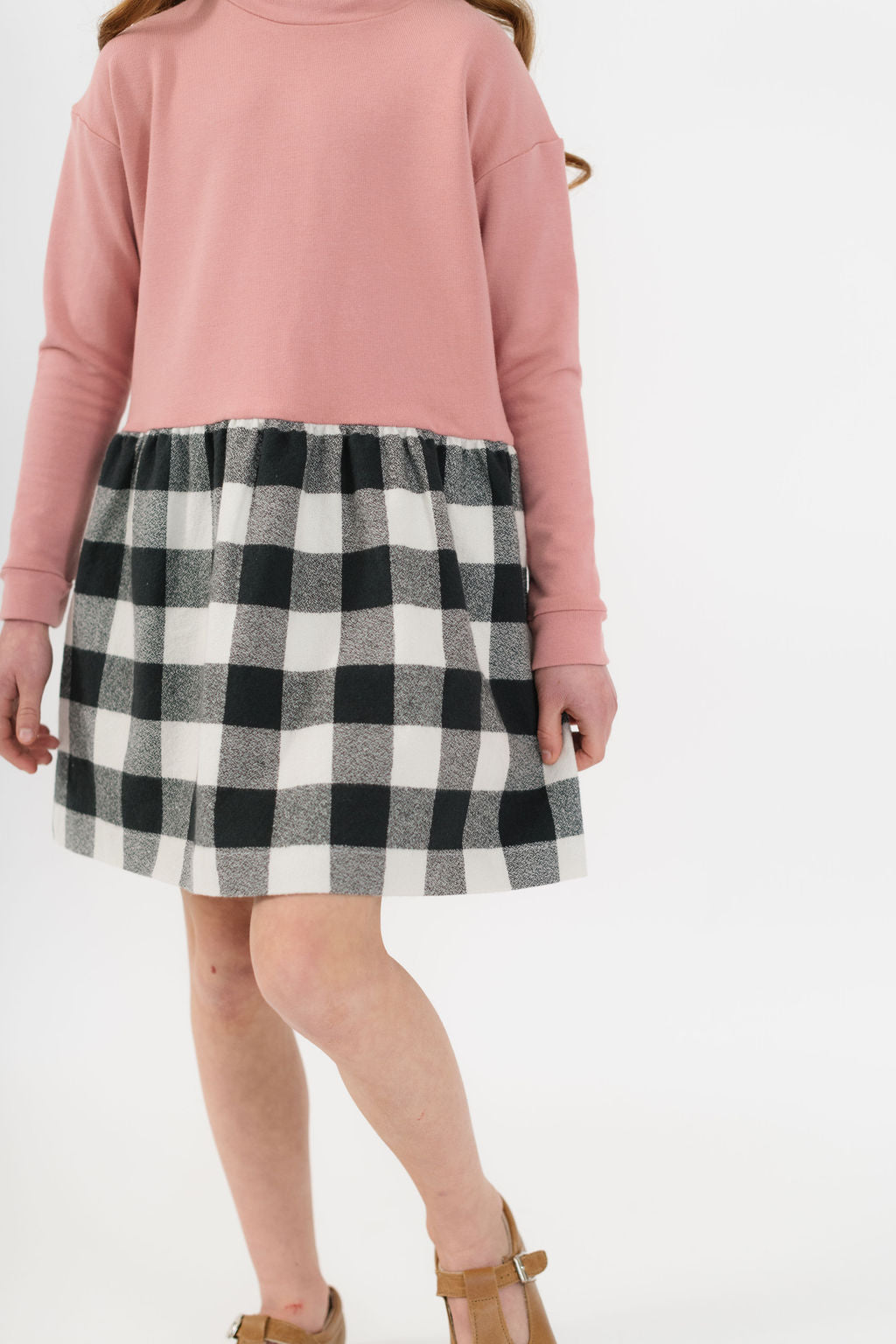 Modern Sweatshirt Dress in Pepper Gingham