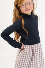 Load image into Gallery viewer, Funnel Sweatshirt Dress in Midnight + Cinnamon
