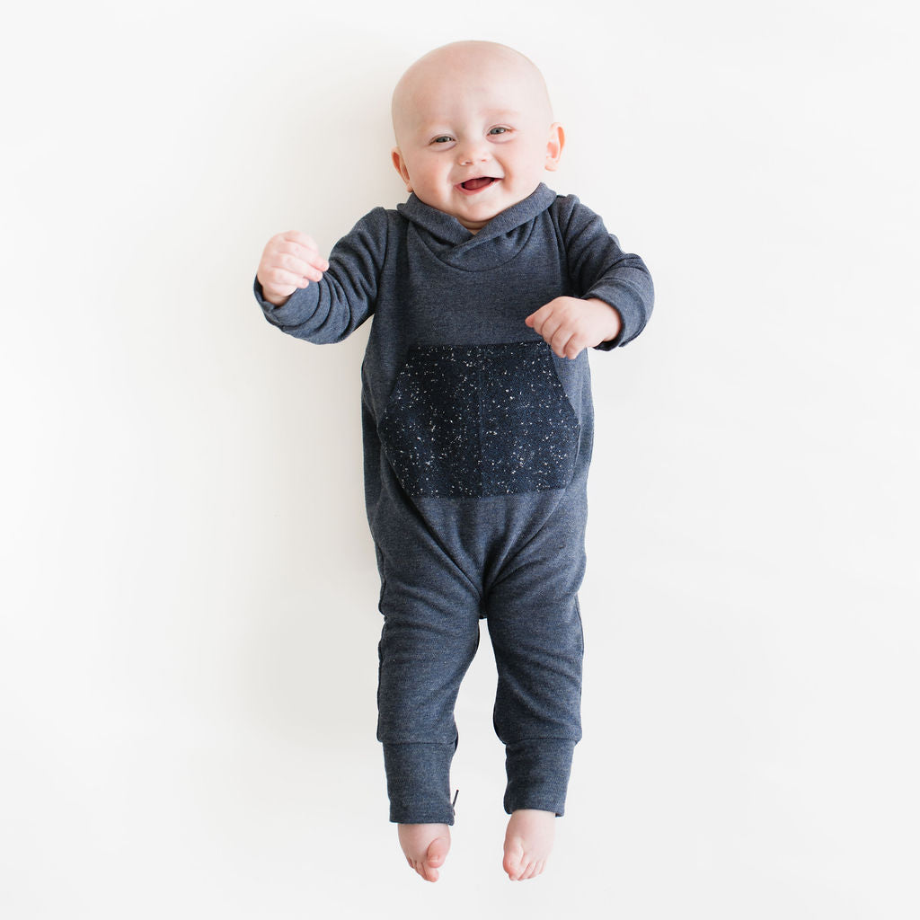 Bamboo Shawl Collar Romper in Evening