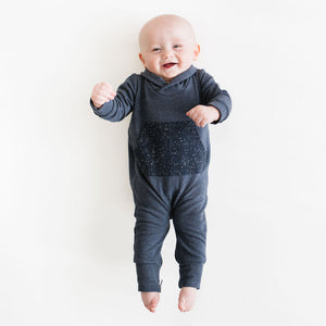 Bamboo Shawl Collar Romper in Evening