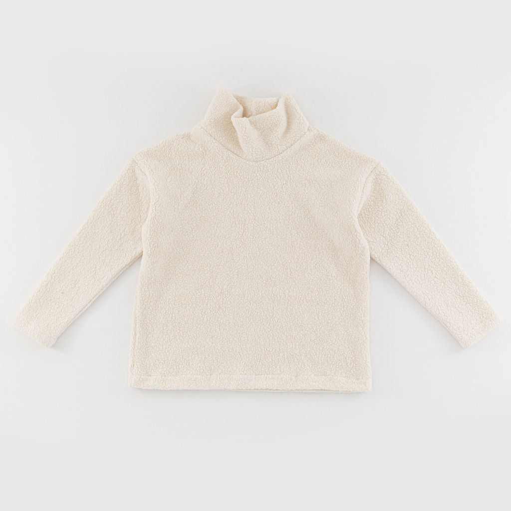 Funnel Neck Sweatshirt in Cream Sherpa