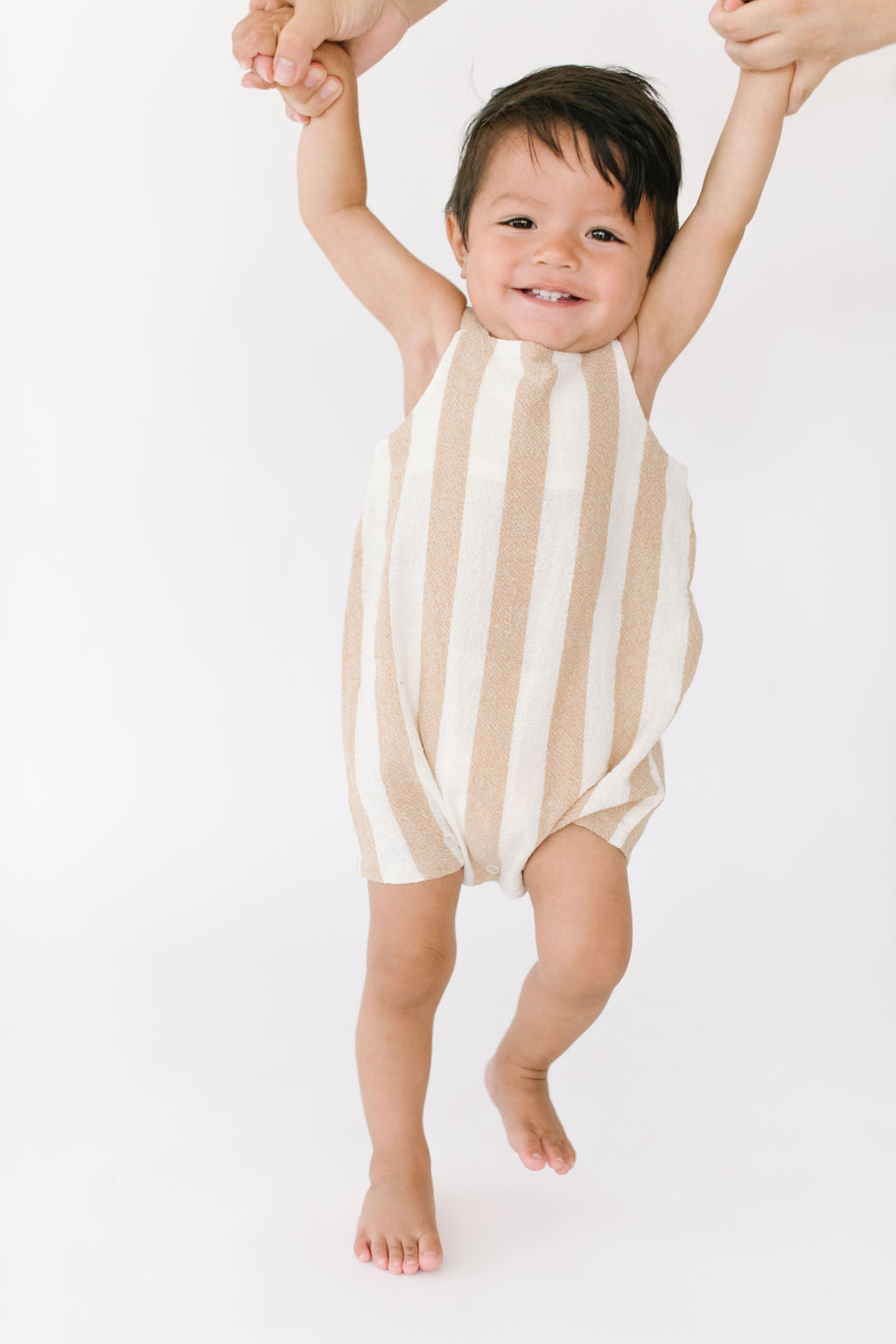 Knotted Shortall in Khaki Stripe