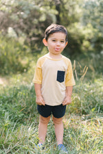 Load image into Gallery viewer, Raglan Pocket Tee in Buttercup

