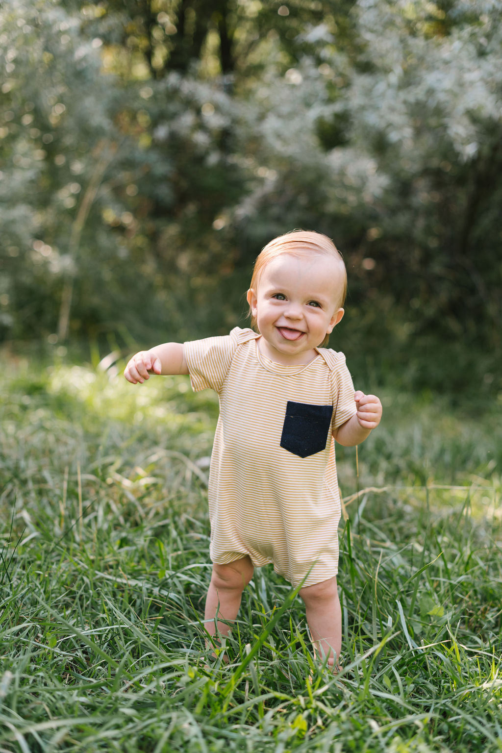 Bamboo Shortall in Buttercup Stripe