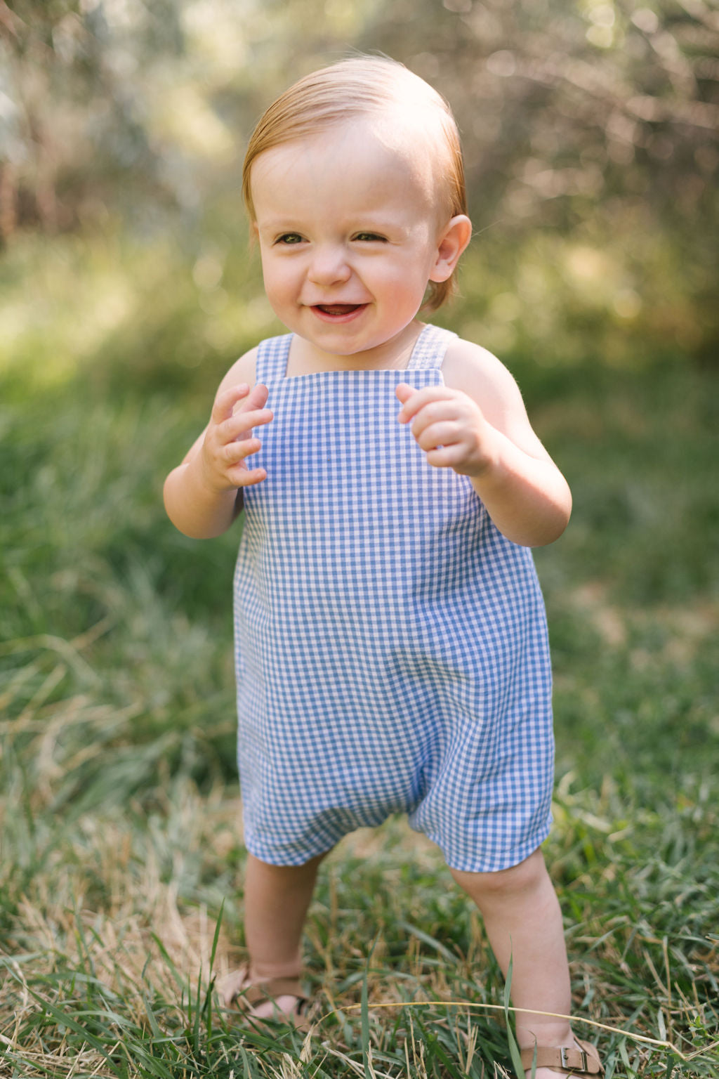 Knotted Shortall in Cornflower Gingham