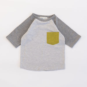 Raglan Pocket Tee in Stone Stripe