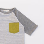 Load image into Gallery viewer, Raglan Pocket Tee in Stone Stripe
