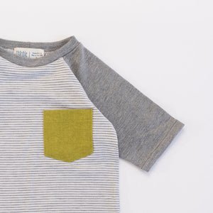 Raglan Pocket Tee in Stone Stripe