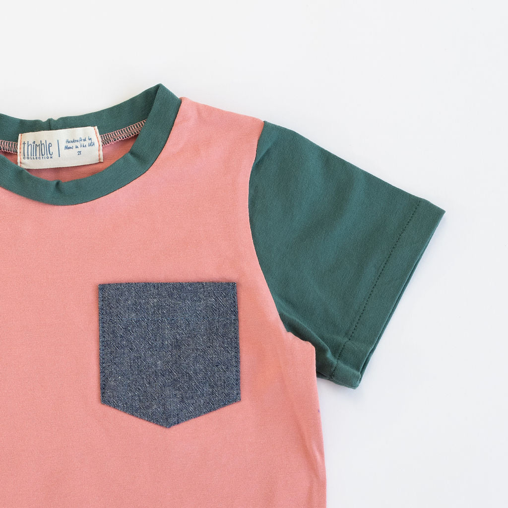 Colorblock Pocket Tee in Reef