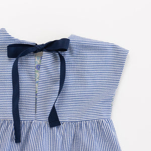 Picnic Dress in Azure Seersucker