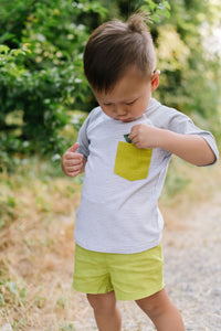 Raglan Pocket Tee in Stone Stripe