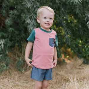 Colorblock Pocket Tee in Reef