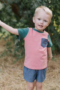 Colorblock Pocket Tee in Reef