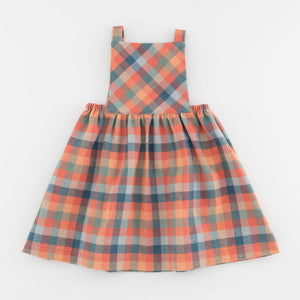 Pinafore Dress in Sunset Plaid