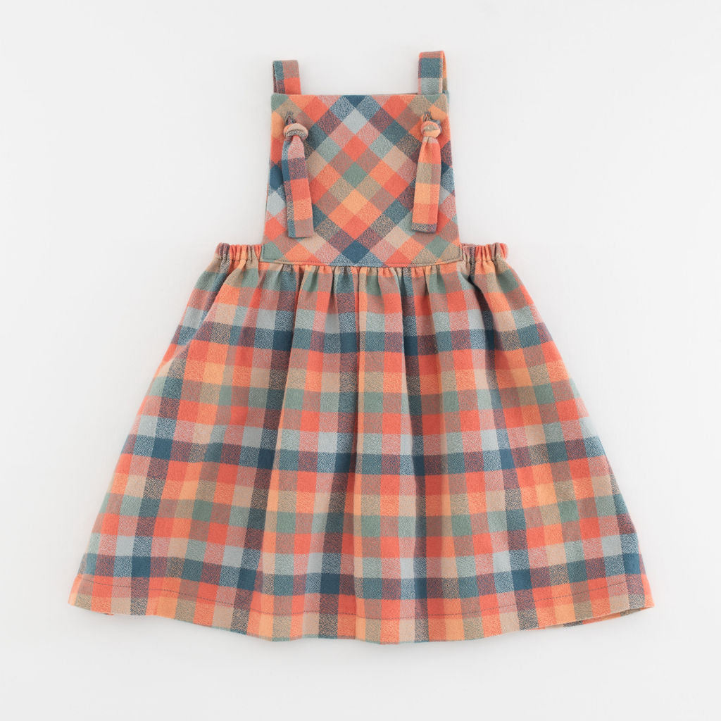 Pinafore Dress in Sunset Plaid