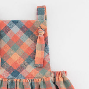 Pinafore Dress in Sunset Plaid